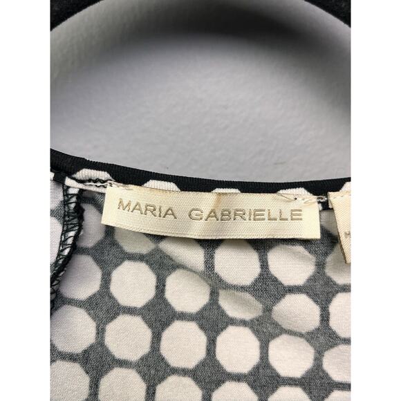 Maria Gabrielle Blouse Top Womens Small‎ Black White Cap sleeve Stretch Pleated - Picture 4 of 8